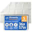 Medline Ultrasorbs Advanced+ Premium Underpads with Polymer for Superior Leak Protection, High Weight Capacity of 400 lbs, Large Size 40x57 Inches - Pack of 5