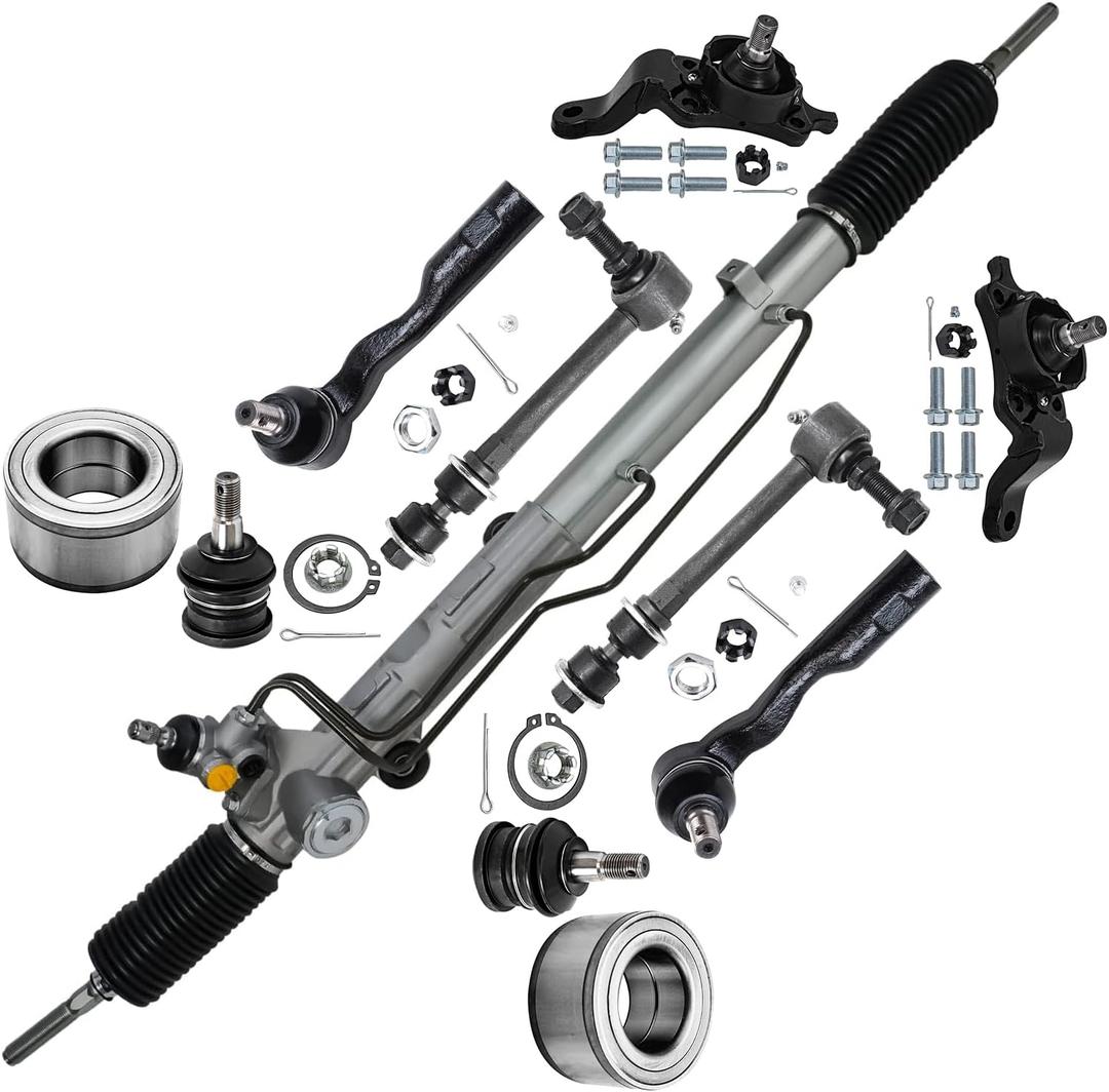 Detroit Axle - Front 11pc Rack and Pinion Kit for 04-06 Toyota Tundra 04-07 Sequoia, 1 Rack and Pinion 2 Wheel Bearings 2 Outer Tie Rods 2 Sway Bars 4 Ball Joints 2004 2005 2006 Replacement