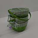 HH 10in Lined Bamboo Basket - Green, 3 PCS