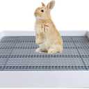 PODOO Rabbit Litter Box Training Potty Tray for Guinea Pig & Small Pets Spacious Grid Pan with Low Entrance, Easy-Clean & Odor-ResistantHelps Keep a Clean Cage and Reduce Mess