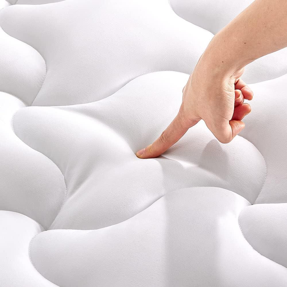 SLEEP ZONE Mattress Pad Cal King Cooling Mattress Topper, Quilted Fitted Mattress Cover, Machine Washable Mattress Protector, Soft Fluffy Down Alternative, Deep Pocket 8~21 inch (White, Cal King)