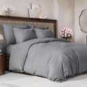 Duvet Cover King Size Set - Extra Soft King Size Duvet Cover 104 x 90 with 2 Pillow Shams - Hotel Luxury Easy Care & Fade Free w/ Zipper Closures & Ties - Comfy Breathable Bedding Set (Heathered Grey) (07 - Heathered Grey - (No Comforter))