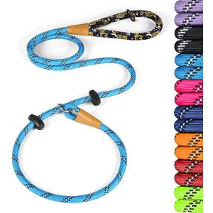 lynxking Slip Lead Dog Leash Reflective, Heavy Duty Comfortable Strong Rope for Large Medium Small Dogs No Pull Pet Training (Light Blue, Small 3/8in x 6ft-Slip Lead)