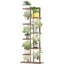 Solatmos Wood Plant Stand With Grow Lights Indoor Plants Outdoor Corner Plant Shelf Flower Stands for Living Room Patio Garden Corner Balcony (Brown, 8 Tier)