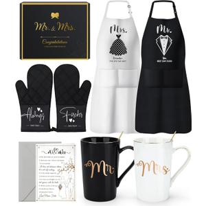 Wedding Gifts for Couples 2026 Bridal Shower Gift for Bride To Be Engagement Gifts for Couples Newlyweds His and Hers Mr and Mrs Gift for Anniversary Marriage Matching Couple Stuff Basket with Aprons