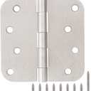 18 Pack Nickel Door Hinges Brushed Nickel 4" X 4 Inch Rounded 5/8"Radius Sliver Interior/Exterior Door Hinge Satin Nickel Door Hinges for Doors House Outdoor Door Hardware Hinge Bisagras Para Puertas