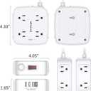6 Ft Surge Protector Power Strip - YISHU 8 Widely Outlets with 4 USB Ports, 3 Side Outlet Extender with 6 Feet Flat Extension Cord, Ultra Flat Plug, Wall Mount, Desk USB Charging Station, ETL, White