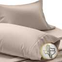 TEXAS LINEN CO. Luxury Egyptian Cotton King Taupe Pillow Cases Set of 2-1000 Series Lonestar Lovin' Collection Pillowcases for Sleeping, Cooling Pillow Cover, Extra Long Staple Hotel Pillow Cases