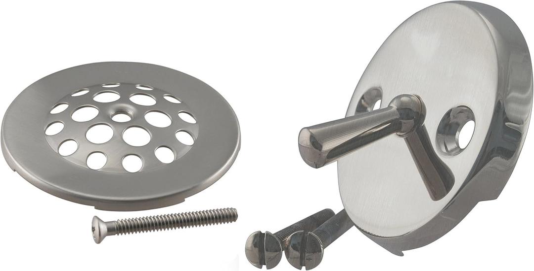 Westbrass D92-20 3-1/8" Trip Lever Bathtub and Shower Drain Kit with 2-Hole Overflow Faceplate, Stainless Steel