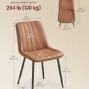 VASAGLE Dining Chairs Set of 2, Upholstered Kitchen Chairs, Synthetic Leather, Max. Load 264 lb, Steel Legs, Curved Backrest, for Dining Room, Caramel Brown and Ink Black ULDC090KN03