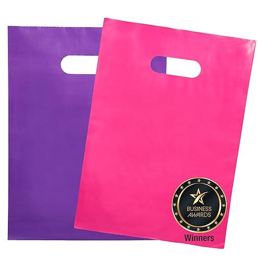Choice Marts 200 Pink and Purple 2Mil Extra Thick 12"x15" Glossy Plastic Retail Merchandise for Small Business – Boutique, Thank You, and Gift Packaging