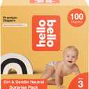 Hello Bello Premium Diapers, Size 3 (14-24 lbs) Surprise Pack for Girls - 100 Count, Hypoallergenic with Soft, Cloth-Like Feel - Assorted Girl & Gender Neutral Patterns