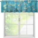 DISNIMO Almond Blossom Tree Oil Painting Valances for Windows 54 x 18 Rod Pocket Blackout Window Treatments Curtain for Kitchen Bedroom Living Room Decor 1 Pack