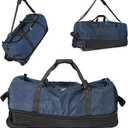 1680D Oxford Foldable Duffle Bag with 2 Wheels,110L to 146L Expandable Soft Sided Rolling Travel Bag,Navy