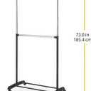 Whitmor Adjustable 2-Rod Garment Rack - Rolling Clothes Organizer - Black and Chrome