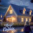 200ct Blue&Clear Mini Icicle Christmas Lights, 23FT White Wire Incandescent Bulb String Lights, Connectable Indoor Outdoor for Eaves, Window, Curtain, Party, Wedding