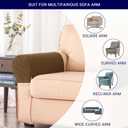 SUBRTEX Stretch Couch Arm Covers Set of 2, Checkered Sofa Arm Slipcovers, Anti-Slip Armrest Covers for Recliner and Armchairs, Pet Proof, High Stretchy, Hook & Loop Tape, Coffee
