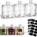 LemonRoad Set of 3 Clear Acrylic Sugar Bowl with Lid and Spoon for Coffee Bar Accessories, 7oz Tea Sugar Coffee Containers Salt Canister Spice Jars, Kitchen Seasoning Box Condiment Pots with Labels