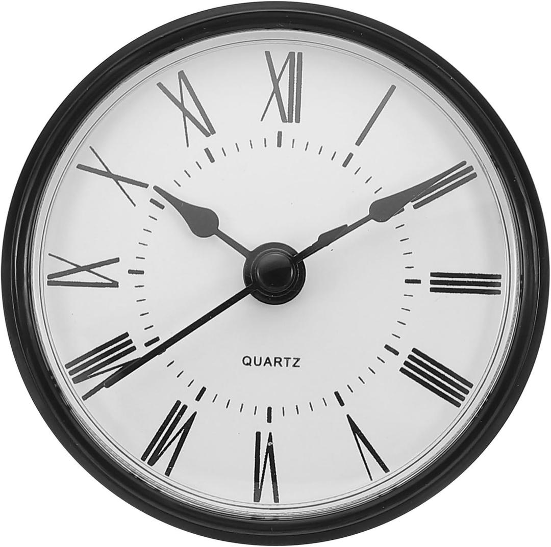 PATIKIL 2.8" 70mm Quartz Clock Insert, Round Quartz Movement Miniature Clock Mini Roman Numeral Clock Fit 61mm/3.1" Diameter Hole for Replacement Home, Black/White, Style 9 PATIKIL 2.8" 70mm Quartz Clock Insert, Round Quartz Movement Miniature Clock Mini Roman Numeral Clock Fit 61mm/3.1" Diameter Hole for Replacement Home, Black/White, Style 9
