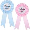 2Pcs Mommy and Daddy To Be Badge Pin, Mom & Dad to be Pin New Dad Mom Gifts New Parent Gifts Rosette Buttons Brooch Baby Shower Decorations Party Celebration