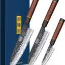 3 Pieces Knife Set, Professional High Carbon Steel Kitchen Knives Set, Ultra Sharp Japanese Chef Knife Set with Ergonomic Handle & Gift Box