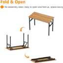 Need 31.5 Inch Folding Desk for Small Spaces, Home Office Computer Desk with Teak Wood Top & Black Frame, Foldable Writing Table for Study, Bedroom, Dorm Room & Student