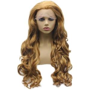 iwonawig Iewig Synthetic Lace Front Wig Blond Half Hand Tied Long Wavy Hand Tied Blonde Wig