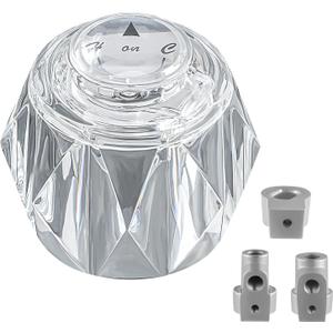 Shower Faucet Handle and 3 Adapter, Compatible with Delta Faucet RP41661, RP2391, RP17451, H71, RP2389 Handle, Offset Hole Shower Knob for Shower/Tub Faucet, 2-1/2" x 2-1/8" Clear Acrylic Finish