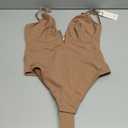 Popilush Shapewear Bodysuits for Women - Tummy Control Body Suits for Womens Deep V Corset Tops Thong Concert Outfits (M(4-6), Light Brown)