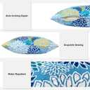 Outdoor Throw Pillows 16x16 Inch, Water Repellent Patio Pillows with Inners Set of 2 for Patio Furniture Home Garden, Dahlia Blue