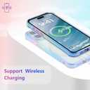 ZTOFERA for iPhone 11 Pro Max Case 6.7 inch,Cute Colorful Iridescent Plating Edge Case with Love Hearts Pattern,Camera Lens Protection Shockproof Phone Case for Women Girls,Iridescent Blue