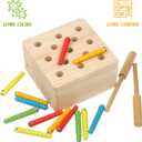 Boxiki kids Wooden Montessori Toys for Babies, Toddlers & Kids, Fine Motor Skills, Magnetic Worm Game for 3 Years Old