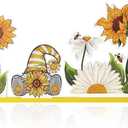 Smile Summer Indoor Decorations Wooden Decor, Sunflower Gnome, Sign for Home Tabletop Centerpiece Mantel Shelf Fireplace