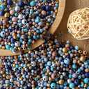 1370Pcs Colored Wooden Beads Round Blue Wooden Beads Colorful Natural Wood Bead Gold Festival Farmhouse Wood Bead for DIY Crafts Easter Party Festival Decoration(6/8/10mm)