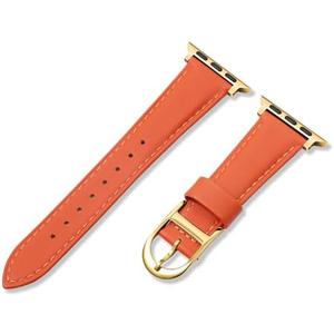 HANDODO Italian Genuine Leather Band for Apple Watch Series 10 9 8 7 6 5 4 3 2 1 SE SE2 Ultra 2, Top Grain Super Thin Strap Women for iWatch 38mm 40mm 41mm 42mm 44mm 45mm 46mm 49mm, Gold Buckle