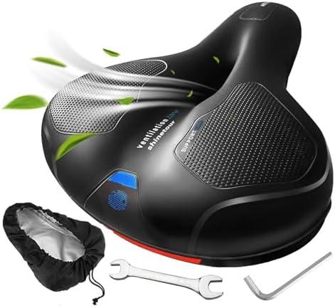 Comfort Bike Seat Cushion for Women Men, Bike Saddle with Memory Foam Padded,Waterproof Wide Bicycle Seat for Stationary, Exercise, Mountain, Road Bikes