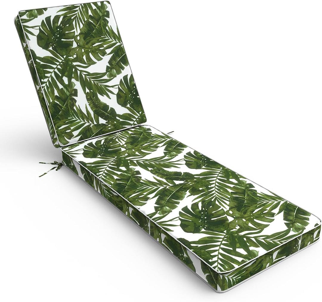 Outdoor Chaise Lounge Cushion for Patio Furniture 72 x 21 x 3 Inch, Water Resistant Patio Lounge Chair Cushion with Straps for Lawn Pool Furniture, 1 Pack, Palm Green Outdoor Chaise Lounge Cushion for Patio Furniture 72 x 21 x 3 Inch, Water Resistant Patio Lounge Chair Cushion with Straps for Lawn Pool Furniture, 1 Pack, Palm Green