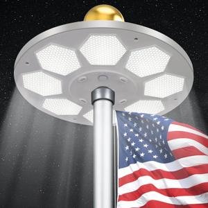 PPQ Solar Flagpole LED Light,New 160 LED Ultra Bright Flag Pole Light for 15-25 Ft Poles,Solar Powered Waterproof Lighting on Outdoor Pole Top,10-15 Hour Dusk to Dawn Auto On/Off