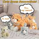 5 Pieces Cat Stuffed Animal with Babies, 1 Mommy Orange Cat Plush Toy Stuffed Cat with 4 Babies Plush Kittens, Stuffed Kitty Plush Toys for Kids Girls Boys Birthday Christmas Plush Gifts