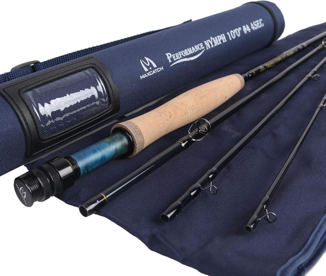 M MAXIMUMCATCH Maxcatch Performance Nymph Fly Fishing Rod in 2/ 3/ 4wt: 10ft IM10 Carbon, AAA Cork Handle, Rod Tube and Combo Set (4 weight 10ft 4piece)
