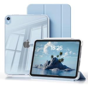 Case for iPad Air 11 inch M3/M2(2025/2024), iPad Air 5th/4th Generation (2022/2020) 10.9 inch with 2-in-1 Sliding Detachable Clear Cover, Protective Soft TPU Frame, Auto Wake/Sleep(Light Blue)