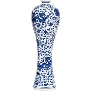 13" China Ceramic Vase Blue and White Porcelain Chinese Handmade Decorative Flower Vase for Living Room, Home Decor, Office, Table Centerpiece (lianhua)