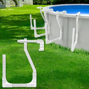 4 Pack Solar Cover Holder, Adjustable Solar Saddle Pool Cover Holder U-Shaped Tube Set for Above-Ground Swimming Pools and Frame Pools (White)