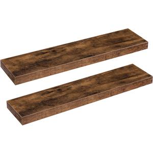 HOOBRO Floating Shelves for Wall, Wall Mounted Shelf Set of 2, 31.5" Hanging Shelf with Invisible Brackets, for Wall Storage in Bathroom Bedroom Kitchen Living Room Office, Rustic Brown BF80BJP201
