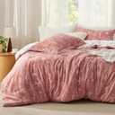 Bedsure Queen Comforter Set - Grayish Pink Bed Set, 3 Pieces Cute Floral Bedding, 1 Soft Reversible Botanical Flowers Comforter and 2 Pillow Shams