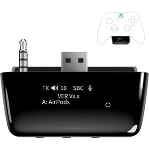 Bluetooth 5.2 Wireless Audio Adapter for Xbox One, Xbox Series X|S and Elite 2 Controller, Xbox Mic Adapter with Screen Supports Low Latency