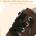 Toddler Little Kid Cushioned Canvas Shoes Slip On Sneakers Soft and Durable (Brown)