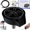 Glass Rinser and Cup Washer for Sink, 360 Rotating Spray Nozzle with Pull-Out Design, Bottle Cleaner - Tilted Base Prevents Splashing, Kitchen Sink Accessories for Home & Bar (Easy Install-Black)