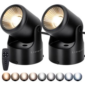Uplights Indoor, 2 Pack 12W Uplighting with Timer and Remote, Stepless Adjustable Color Temperature and Dimmable Floor Can Light, 6000K Accent LED Spot Lights for Plant, Artwork, Corner, Wall