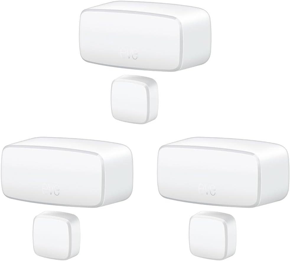 Eve Door & Window (Matter) 3 Pack  Smart Contact Sensor for Doors & Windows, Open/Closed State, Automatic Control of Accessories, Matter Over Thread, Apple Home, Alexa, Google Home, SmartThings (White)